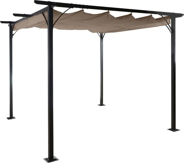 BERLINLODGE Garten Pavillon Pergola mit Schiebedach in Taupe-Braun, H x B x T: 232 x 300 x 300 cm - Bild 1