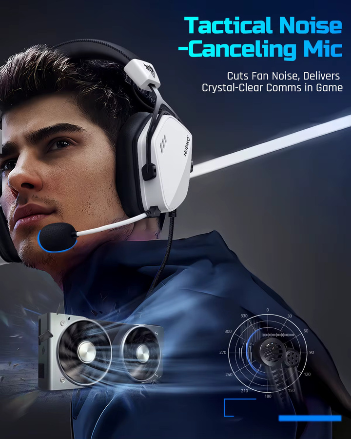 NUBWO HG03 USB-A Gaming-Headset mit 7.1 Surround Sound und Geräuschunterdrückung in Weiß oder Pink - Bild 3