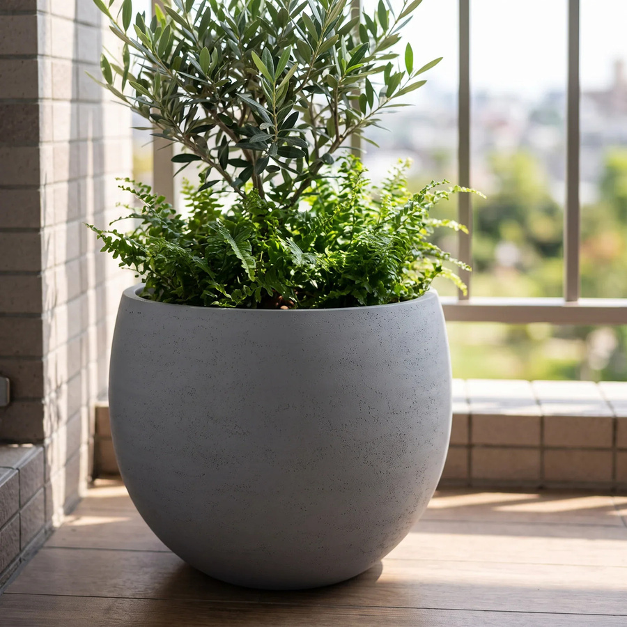 Pflanztopf Sandro von Aplanta in Grau, Form Rund, Durchmesser: 36 cm, Höhe: 31 cm - Bild 3