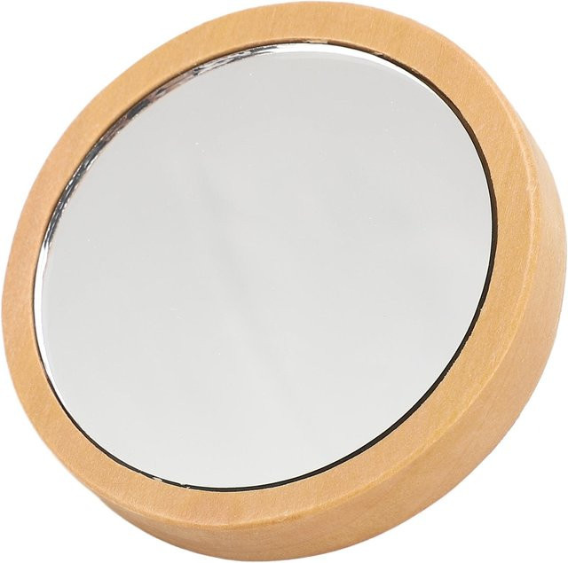 Tragbarer Rundspiegel mit Holzgriff in Beige für Kosmetik und Make-up - Bild 1