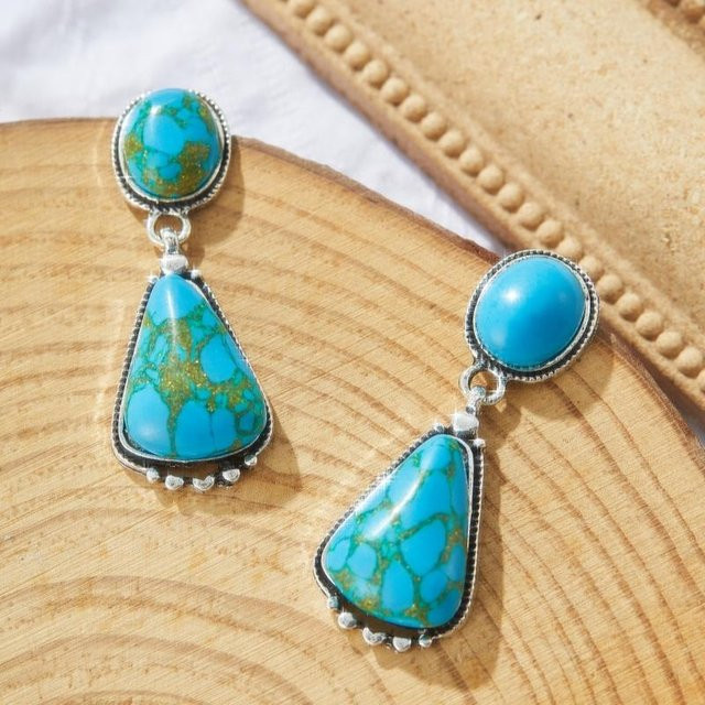 Lucky Star Jewelry Ohrringe, Imitation Türkis, Zirkon, Damen - Bild 1