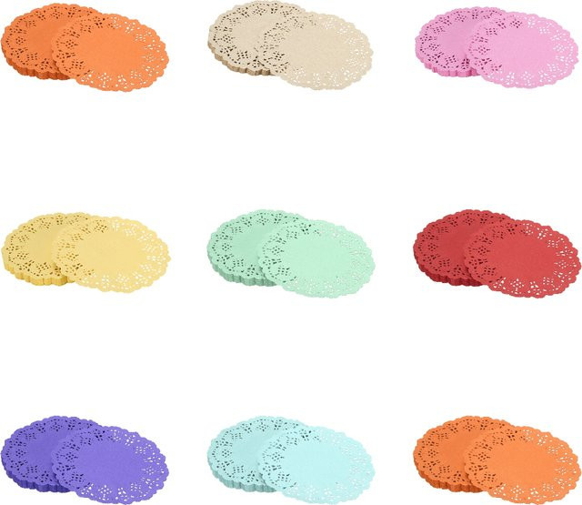 Uxcell Papier-Spitzendoilies in Orange, runde Einweg-Tischsets für Kuchen und Desserts - Bild 1