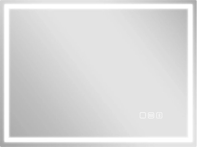 HOMCOM LED Badezimmerspiegel aus gehärtetem Glas mit Touchschalter in Silber, H x B x T: 80 x 60 x 3,5 cm - Bild 1