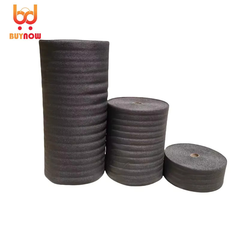 EPE Schwarze Perlbaumwolle Rolle, 2mm Schaumstoffgefüllte Baumwollverpackungsfolie zur Stoßdämpfung, Farbe: Schwarz - Bild 2