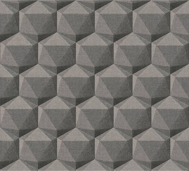 Profhome Grafik Tapete Retro Abstract in Grau Anthrazit Schwarz Matt, Vlies, Breite: 0,53 m, Länge: 10,05 m - Bild 1