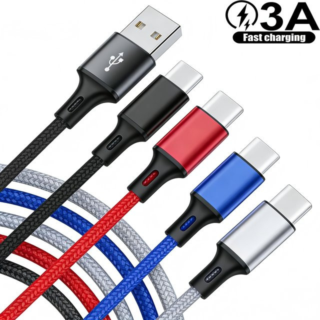 Samsung USB Typ A zu USB C Ladekabel und Datenkabel in Silber für Galaxy S8 S9 S10 S20 A50 A51 zur Schnellladung - Bild 1