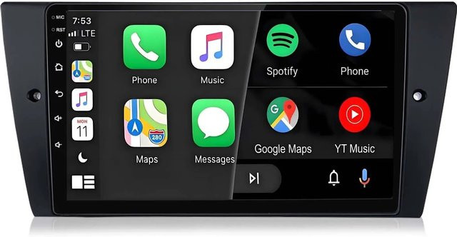 Junsun Autoradio für BMW E90 E91 E92 mit Bluetooth und GPS in Schwarz (9,0 Zoll) - Bild 1