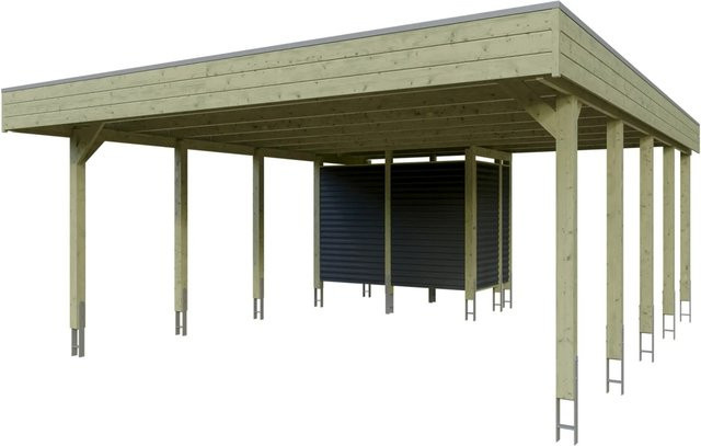 Skan Holz Doppelcarport Friesland Set 14 mit Abstellraum Grün B/T: 557 x 708 cm - Bild 1
