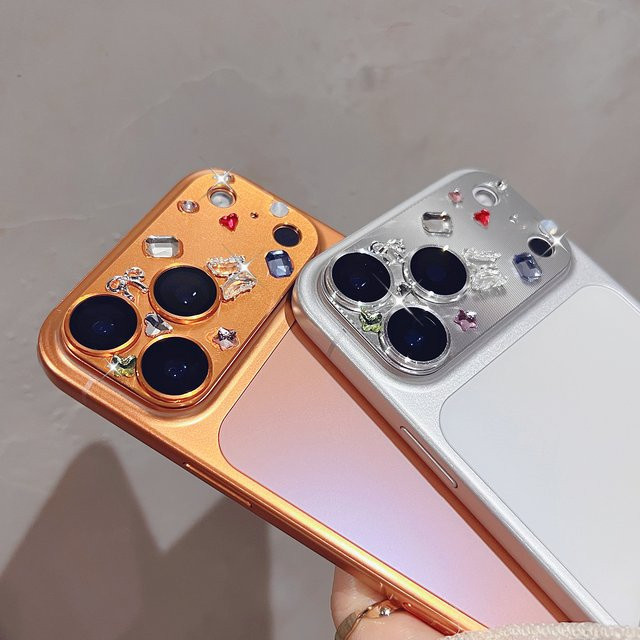 YLUOYI Kameraobjektivglas Diamond Rückkamera-Objektivschutzabdeckung für iPhone 17 Pro und iPhone 17 Pro Max in Silber - Bild 1