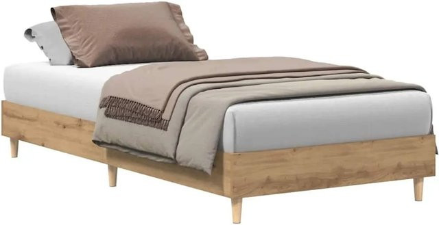 vidaXL Bettgestell Artisan-Eiche in Braun aus massivem Eukalyptusholz und Holzwerkstoff, B/T/H: 75 x 190 x 25 cm - Bild 1