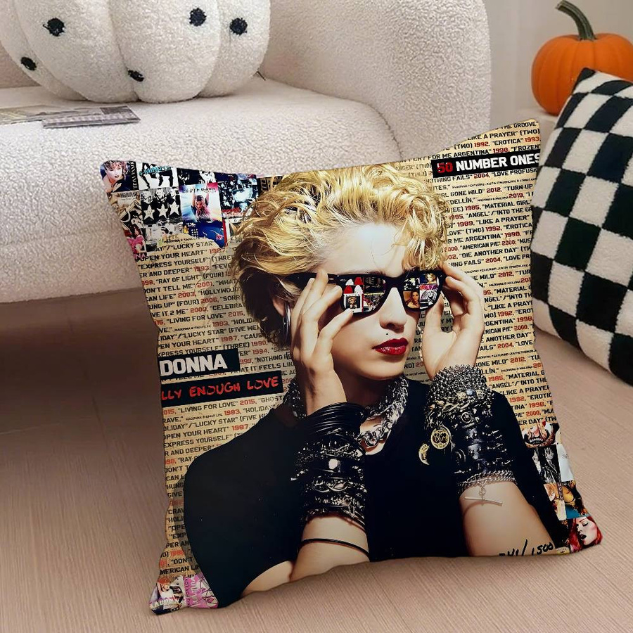 Dekorativer Kissenbezug Madonna Like A Virgin Motiv in Multicolor mit verstecktem Reißverschluss, B/H: 45 x 45 cm - Bild 4