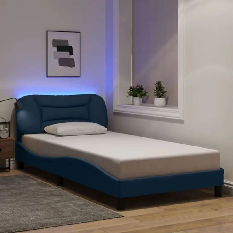 Modernes Polsterbett Hvar mit LED von vidaxl in Blau, B/T: 100 x 200 cm - Bild 1