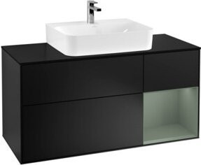V&B Waschtischunterschrank Finion mit Wandbeleuchtung, Blau Lackiert, Breite: 120 cm, Höhe: 50,1 cm, Tiefe: 50,1 cm - Bild 1