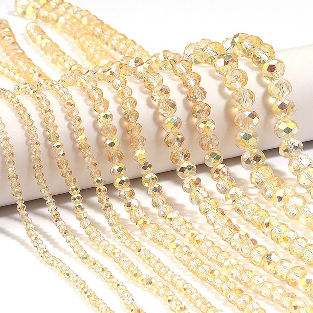 Louleur Kristallperlen, facettiert, Brillantgold, Glas - Bild 1