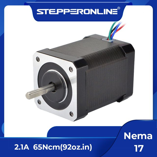 STEPPERONLINE Nema 17 Schrittmotor 60mm 65Ncm 2,1A 12V 4-adrig in Schwarz für DIY 3D-Drucker - Bild 1