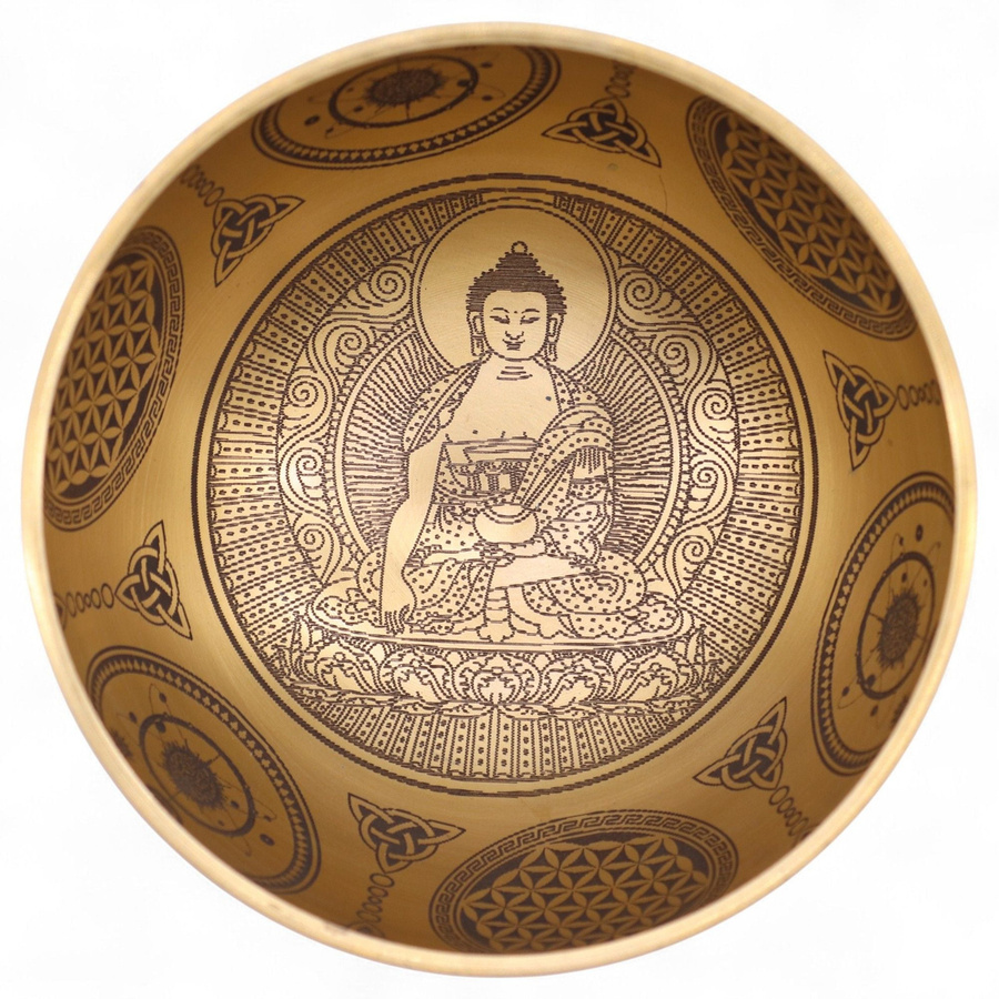 SHAMTAM Buddha Klangschalen Set aus handgeätztem Messing mit 4 Stück - Bild 5
