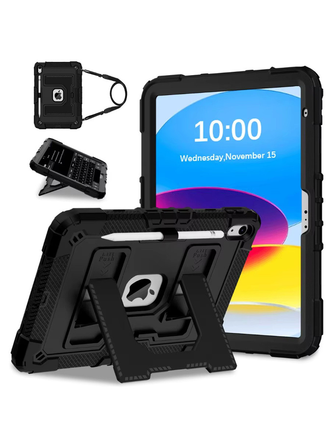 Cnaouey Tablet-Hülle für iPad 10., 11., 12. Generation, Air 5, Air 11, Air 13, Mini 7, 6 sowie iPad 10.2, 9., 8., 7. Generation mit Standfunktion in Schwarz - Bild 7