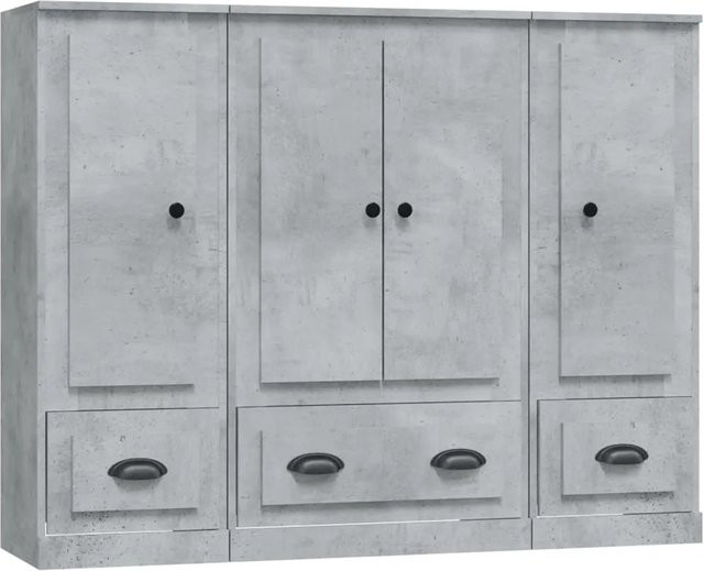 Set aus 3 vidaXL Highboards aus Holzwerkstoff in Betongrau, minimalistisches Design, H x B x T: 103,5 x 35,5 x 35,5 cm - Bild 1