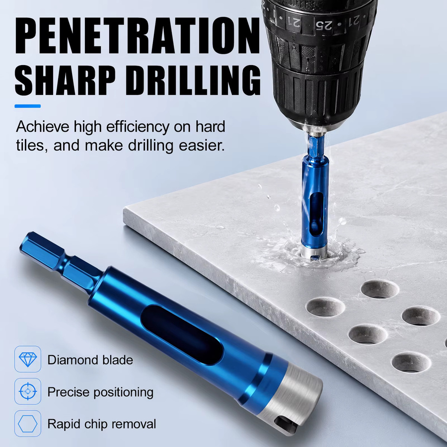 ACFAN Gesinterte Diamantbohrer Lochsäge mit Sechskantschaft für Fliesen, Glas, Marmor und Granit, Blau, Durchmesser: 6,0 mm - Bild 2