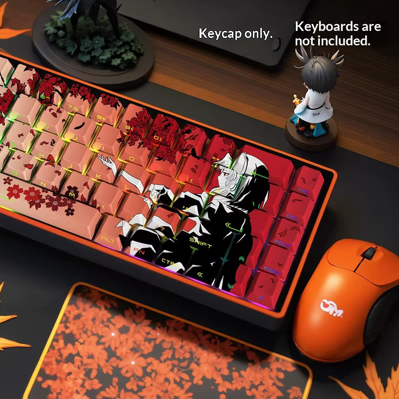 Bandai Sakura Tastenkappen für mechanische Tastaturen im Kirschprofil, PBT-Material, seitlich bedruckt und durchscheinend, Anime-Design in Weiß und Multicolour, kompatibel mit 104 und 108 Layouts - Bild 3