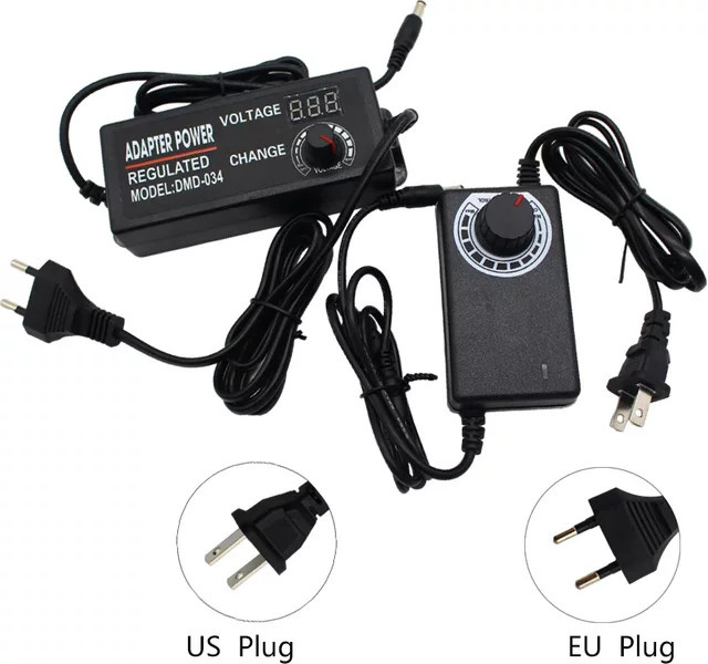 ELECAPITAL Universal Netzteil AC zu DC Adapter einstellbar Schwarz 220V zu 3V-24V mit Barrel Plug - Bild 1
