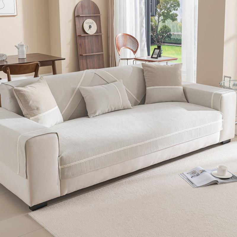 Modernes Sofakissen aus Chenille in Creme, rutschfest und quadratisch, B/T/H: 70 x 70 x 70 cm - Bild 3