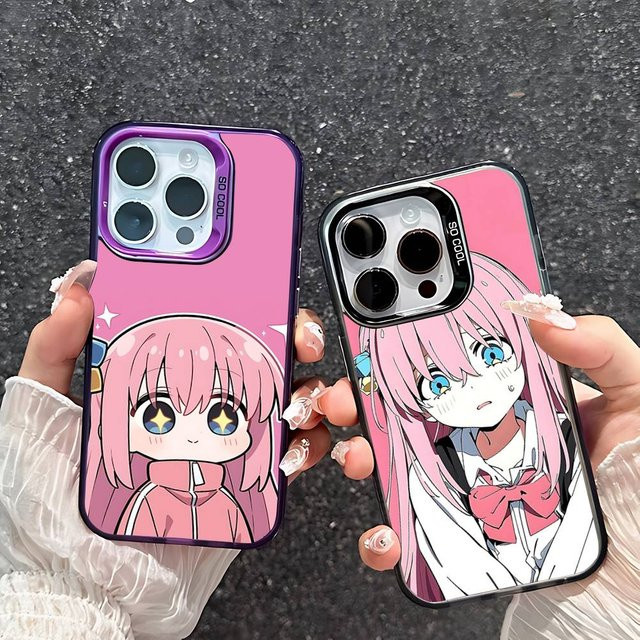 Kawaii Handyhülle Bocchi The Rock für iPhone 15 14 13 12 11 Pro Max Plus XR XS 7 8 in Pink - Bild 1
