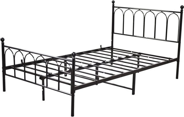 okwish Metallbett mit Lattenrost in Schwarz, B/H/T: 140 x 200 x 102,5 cm - Bild 1