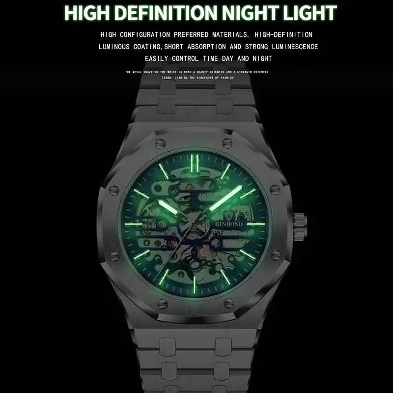 BINBOND Armbanduhr Edelstahl, Automatik, Herren, Silber - Bild 5