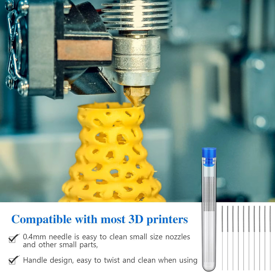 LIXIU 50 Stück 3D-Druckerdüsen-Reinigungsnadeln aus Edelstahl in Silber mit 0,4 mm und 0,5 mm für FDM-Drucker - Bild 3