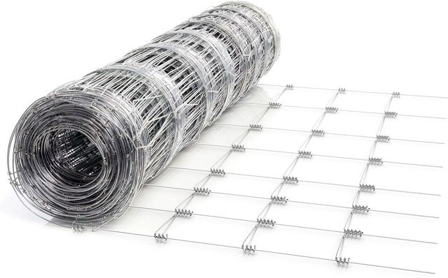 Wiltec Wildzaun Weidezaun als Knotengeflecht Forstzaun aus Stahl in Silber, Länge: 50 m, Höhe: 100 cm, Maschenweite: 8 x 15 cm - Bild 1