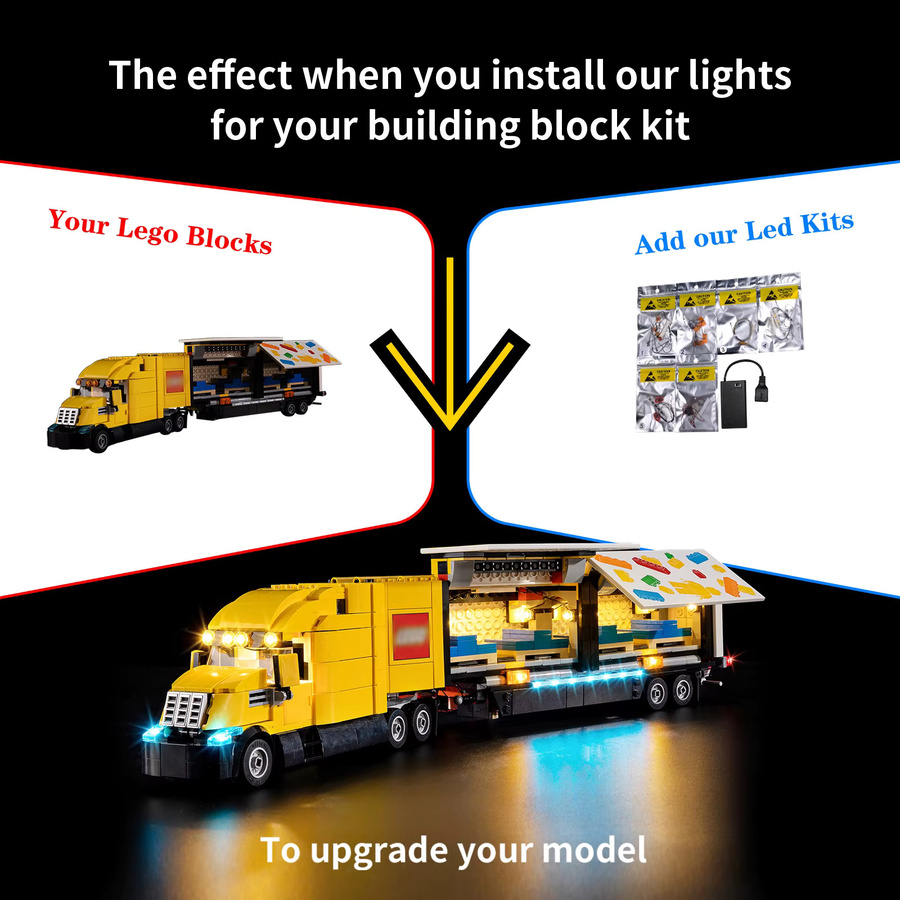 BlockGlow LED-Beleuchtungsset für Gelber Lieferwagen 60440, Zubehör - Bild 3