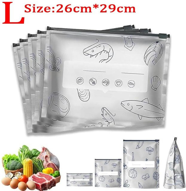 Meiteai-Home Antibakterielle Aluminiumfolie Frischebeutel mit Reißverschluss, 10 Stück, Transparent, B: 26 cm, H: 29 cm - Bild 1