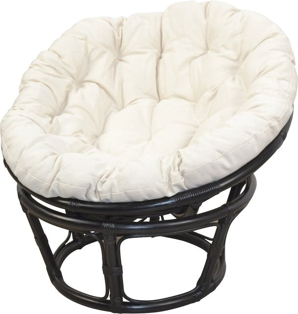 Papasansessel Dana von Möbel direkt online in Schwarz mit Kissen aus lackiertem Rattan im Boho-Stil - Bild 1
