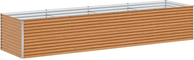 vidaXL Hochbeet aus verzinktem Stahl in Hellbraun B: 390 cm, T: 100 cm, H: 68 cm - Bild 1