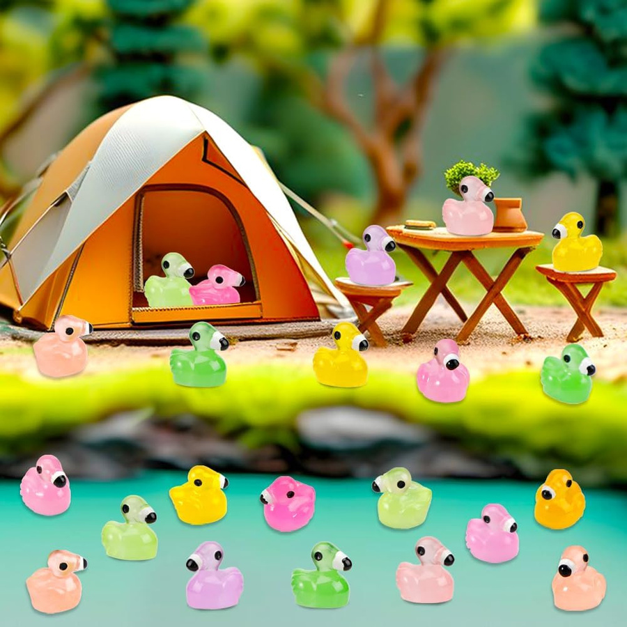 Yiran Toy Leuchtende Mini-Flamingos aus Harz in Multicolour für DIY-Bastelarbeiten und Feengärten - Bild 3