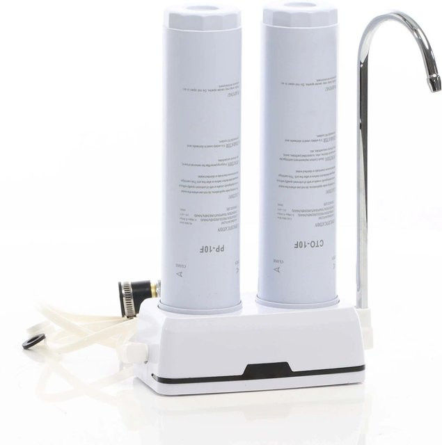 Naturewater NW-2-PPCTO Tischwasserfilter mit 2 Stufen, Sedimentfilter und Aktivkohle, Weiß, B/T/H: 29,5 x 19,0 x 8,5 cm - Bild 1