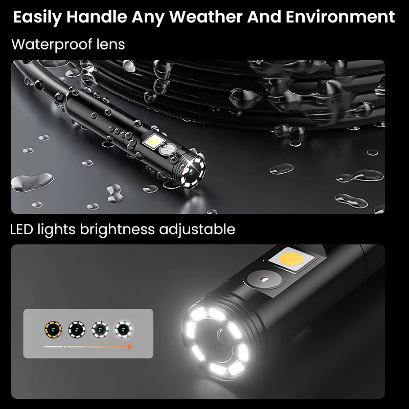 ENWOR Industrielles Endoskop mit 4,3-Zoll-Bildschirm, 8 mm Doppelsonde, wasserdichte Sanitärkamera mit einstellbaren LEDs, Schwarz - Bild 5