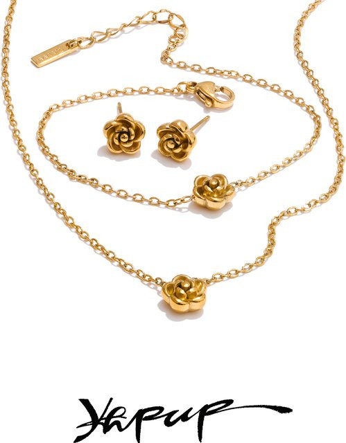 Yhpup Chic Schmuck-Set Edelstahl, Roségold, Unisex - Bild 1