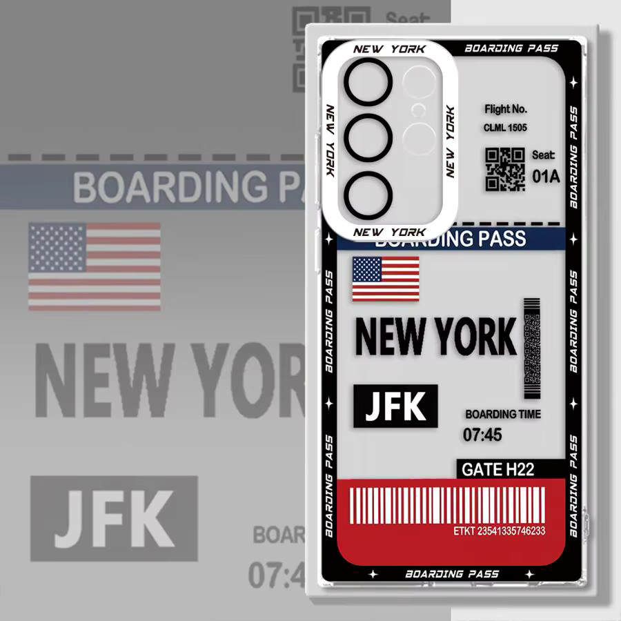 Samsung Galaxy Smartphone Hülle Los Angeles New York Boarding Pass Design Multicolor - Bild 2