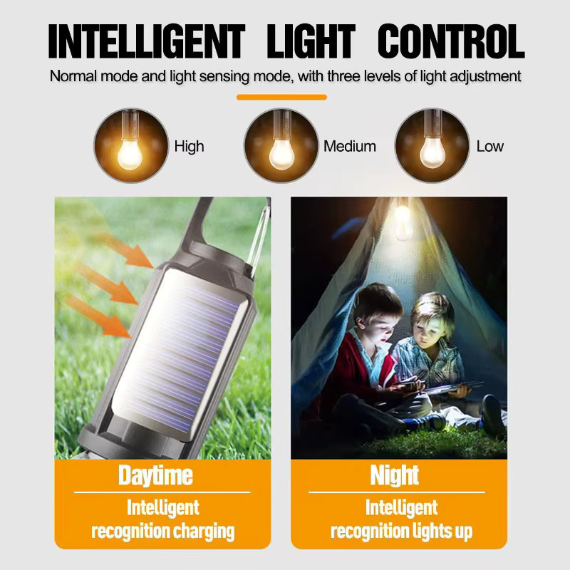 ZTree LED Campinglaterne USB wiederaufladbar und Solar-Zeltbeleuchtung mit 3 Modi in Warmweiß - Bild 3