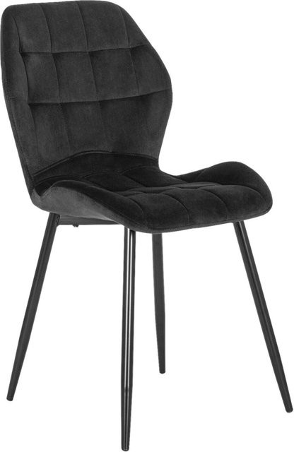 Stuhl LUCKY von WIPMEB in Schwarz aus Velourstoff mit Metallgestell und quadratischen Steppnähten, B/H/T: 47 x 86 x 58 cm - Bild 1