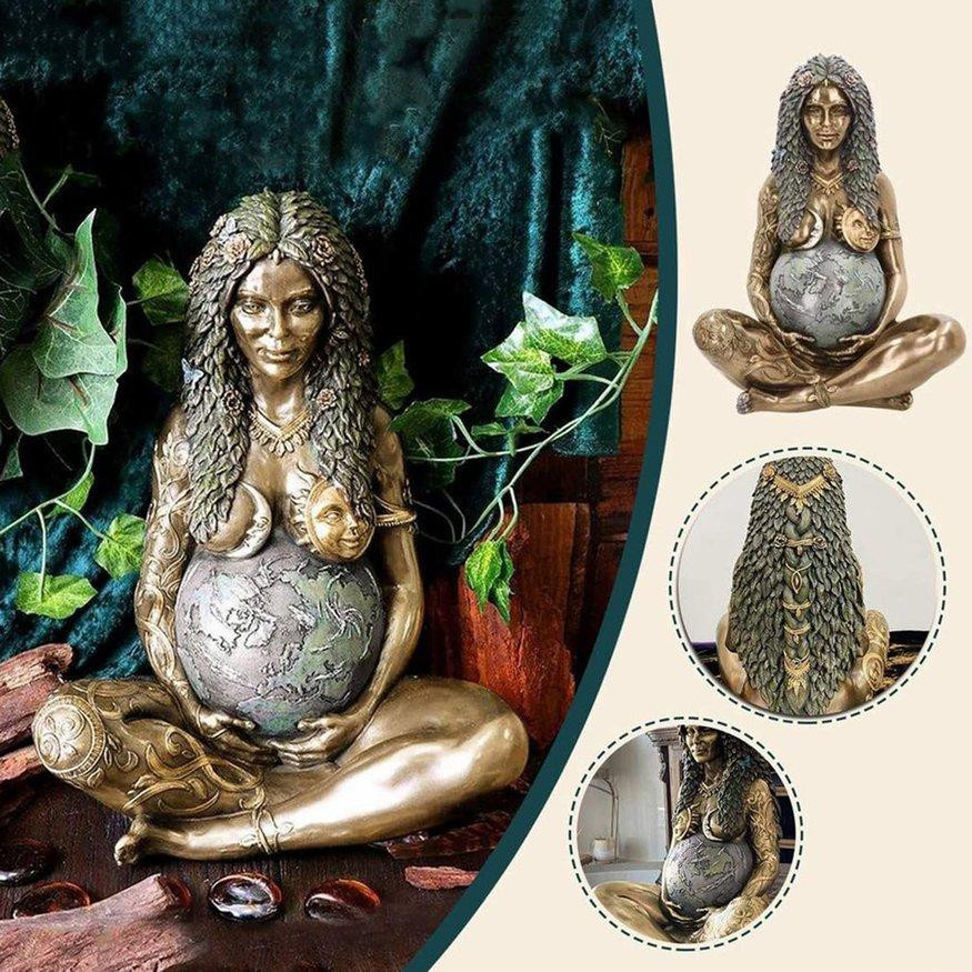 Dekorative Gaia-Statue Mutter Erde aus Polyresin in Kupfer von ZLXR - Bild 5