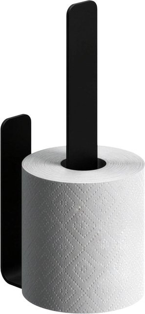 Relaxdays Ersatzrollenhalter aus Aluminium in Schwarz, selbstklebend, B/T/H: 22 x 3 x 6,5 cm - Bild 1