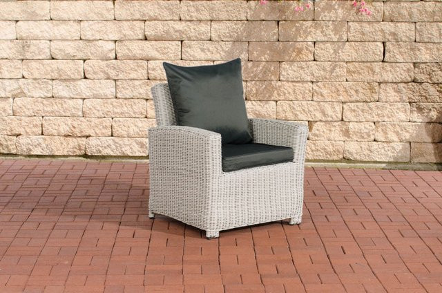 TPFGarden Sessel Fino Anthrazit und Perlweiß aus Rattan und Metall - Bild 1