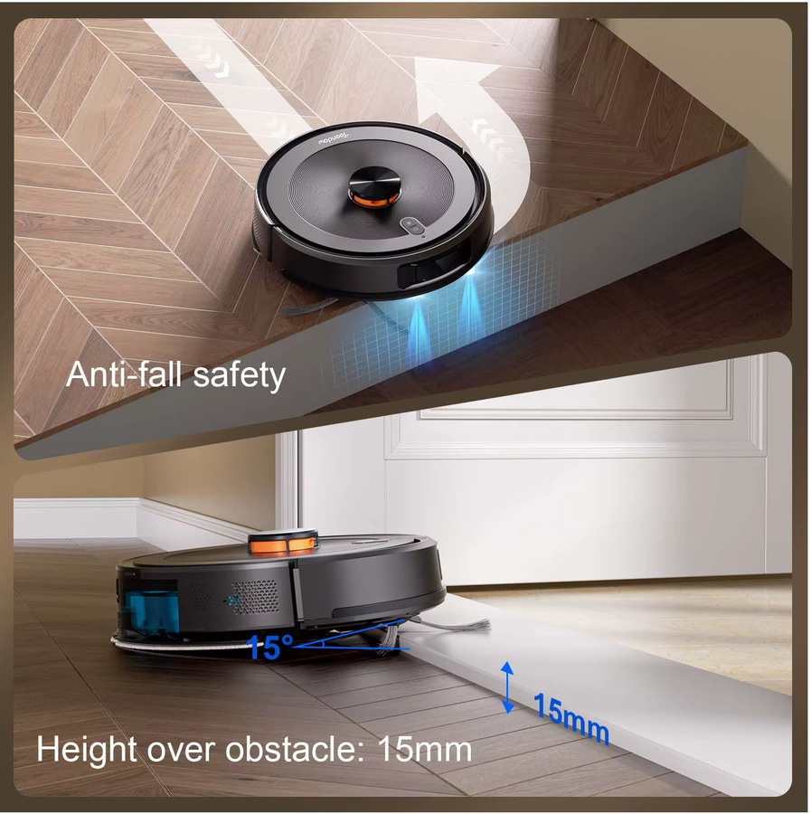 Teendow D10S MAX 2-in-1 Roboter-Staubsauger und Wischroboter mit Auto-Entleerungsstation, 4500Pa Saugkraft und intelligenter Kartierung, Schwarz - Bild 4
