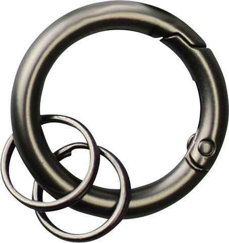 BASI Schlüsselring Set aus Edelstahl mit Karabiner in Grau und Schwarz, 10 Stück - Bild 1