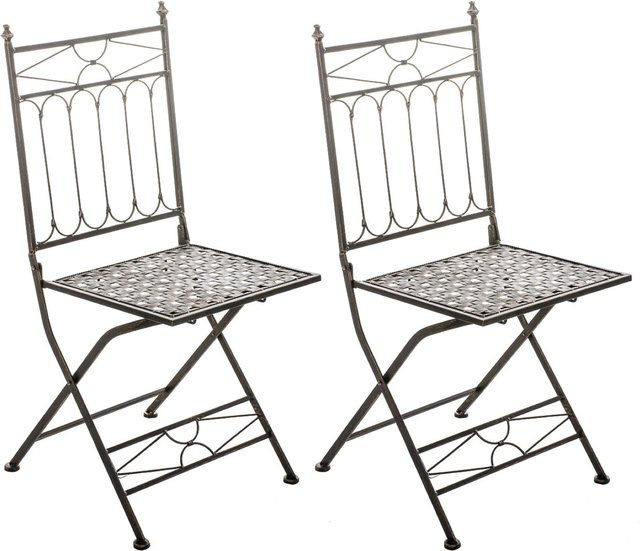 2er Set Klappstühle TPFLiving Asiri aus Metall in Bronze und Braun für Garten, Terrasse oder Balkon - Bild 1