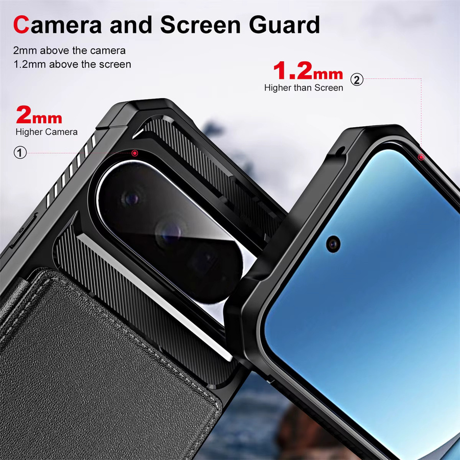 szHAIyu Leder-Handyhülle mit Kartensteckplatz für Google Pixel 7, 8, 9, 10, Pro XL, 8A, 7A, 9A in Schwarz, stoßfeste Flip-Wallet-Tasche - Bild 4