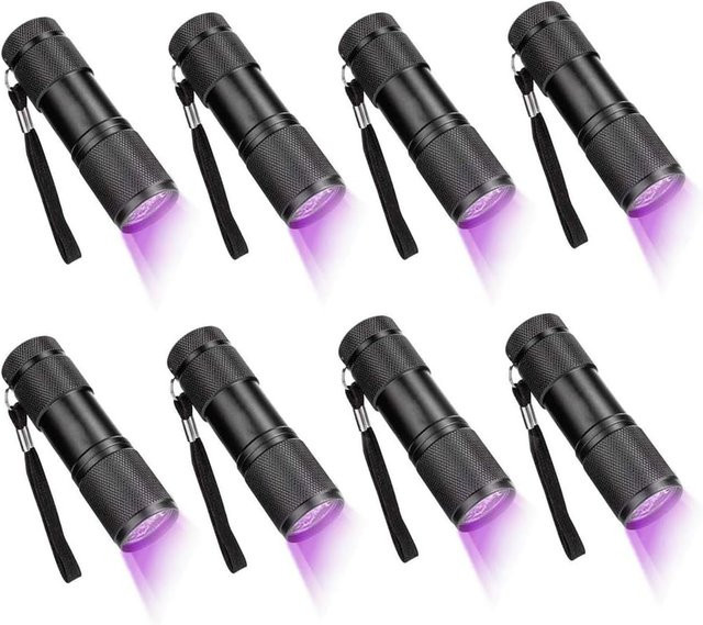NEWBIRTH UV-Taschenlampe Schwarzlicht-Detektor mit 9/12 LED für Haustier-Urin, Skorpione und Schmuckinspektion, Farbe: Schwarz - Bild 1